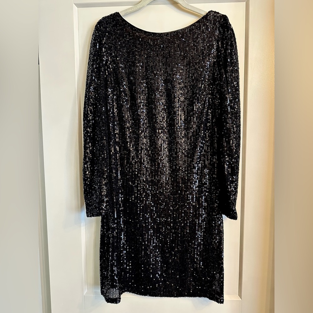 Nanette Lepore Sequin Black Long Sleeve Dress